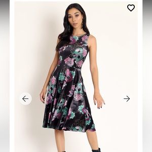 DRAGON BOUQUET VELVET PRINCESS MIDI DRESS - LIMITED